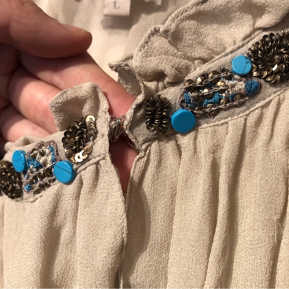 Sailana Anthropologie Sheer Beaded Blouse - Picture 4 of 7
